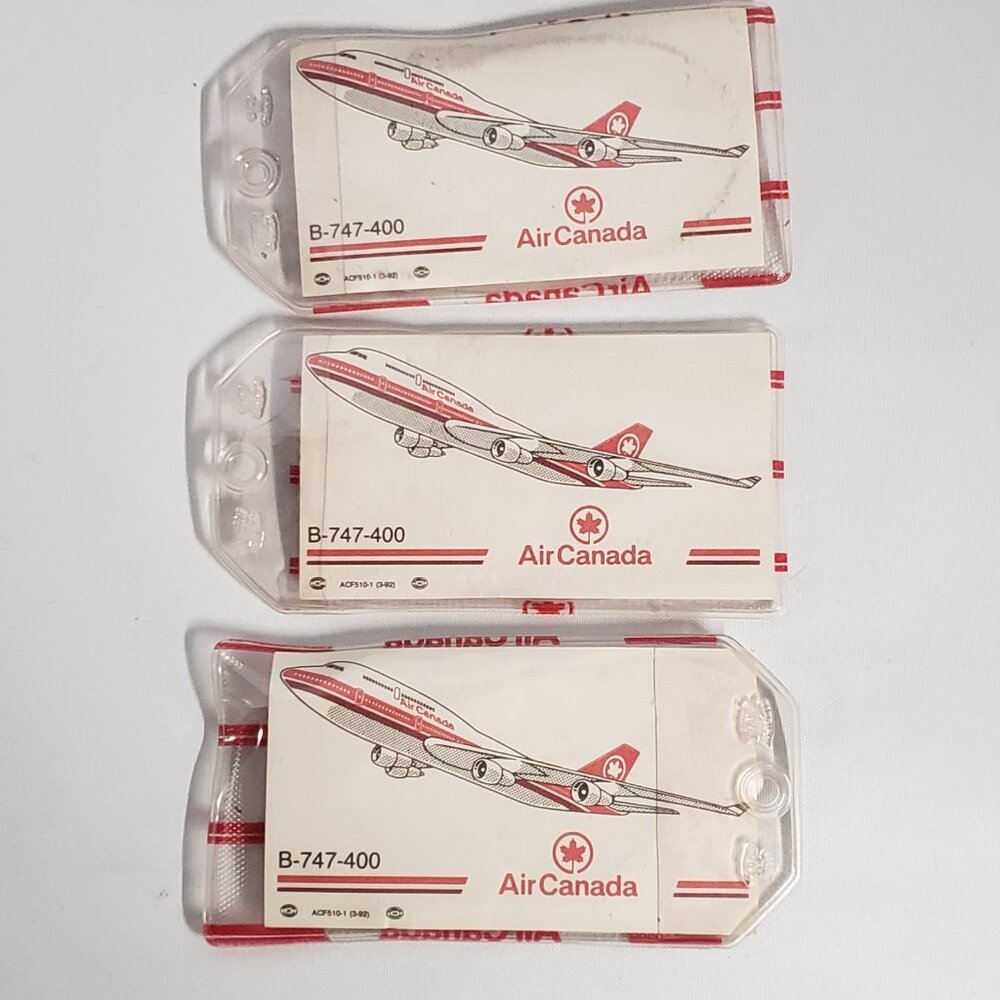 Air Canada B747-400 Never Used Luggage Tags With Cards Sleeves Ties Vintage